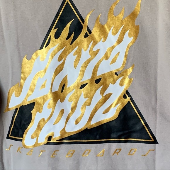 Santa Cruz Small Hooded Pullover Sweater Flamed Not A Dot Fog Gold Fire - Picture 3 of 12